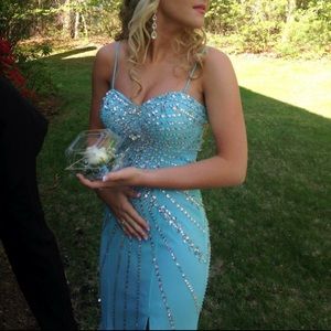 Teal Sequin Mermaid Style Prom Dress